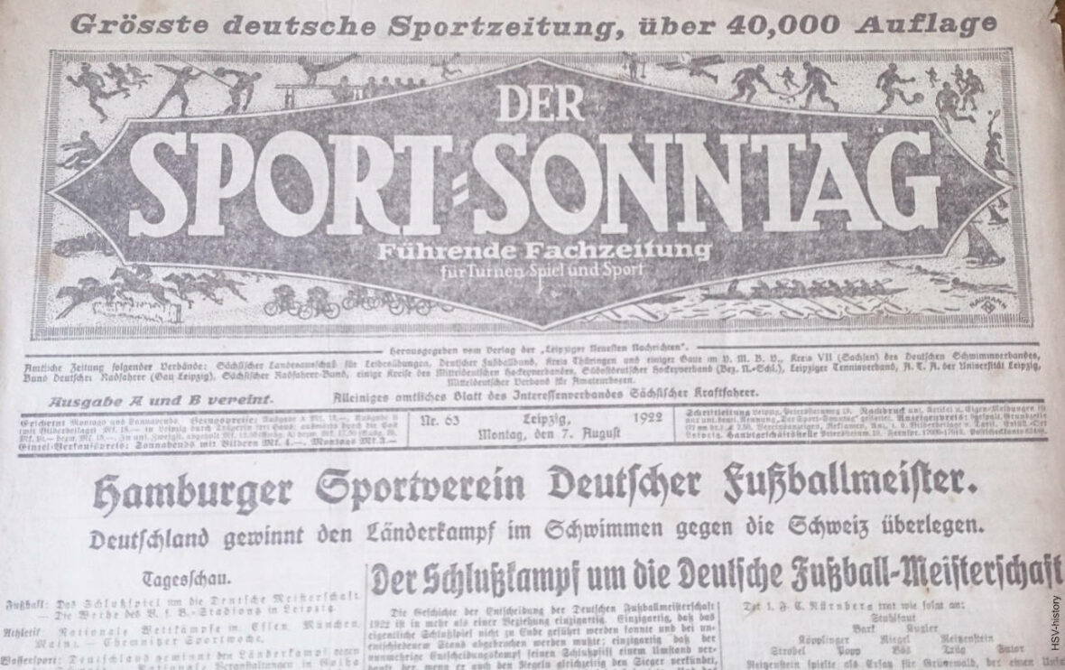 Der Sport-Sonntag 7. August 1922 - Hamburger Sportverein Deutscher Fußballmeister